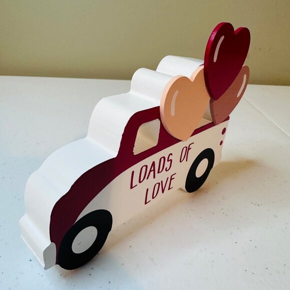 LOADS OF LOVE pickup truck Valentines Day decoration Heart Valentine tiered tray - Picture 2 of 8